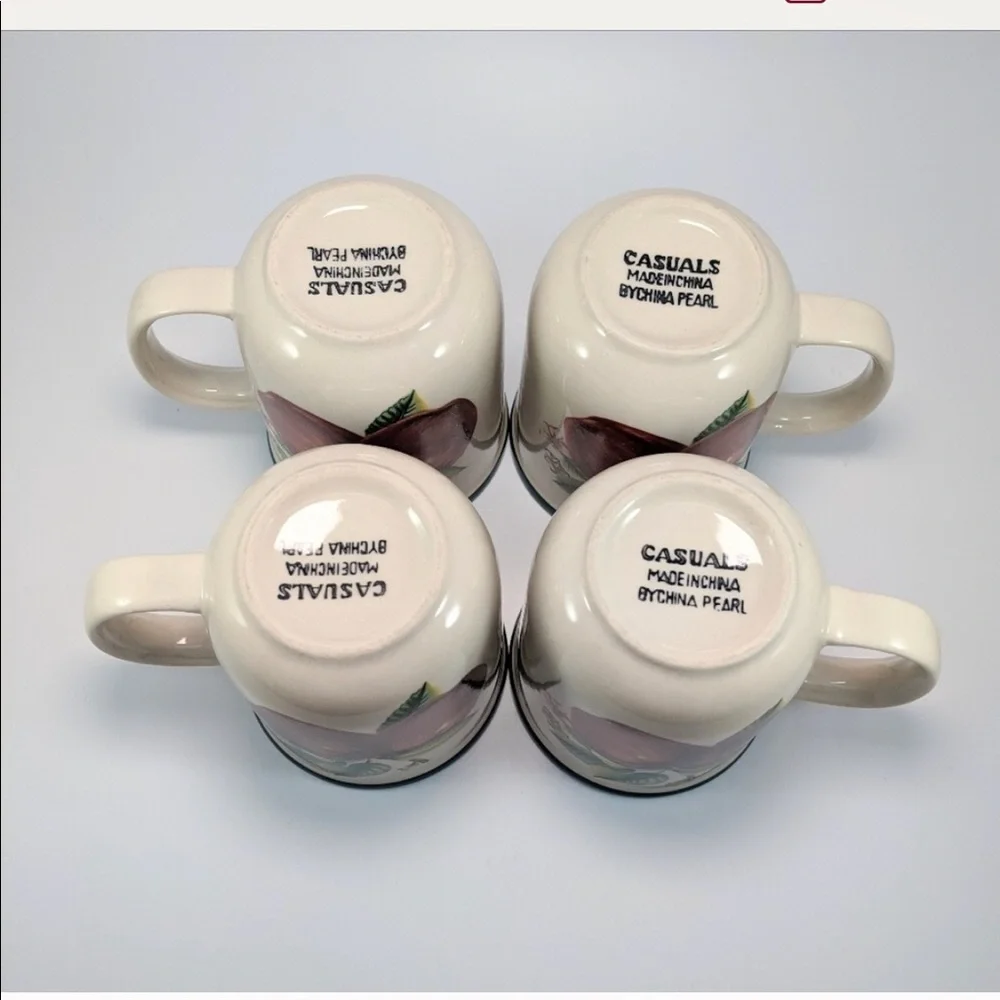 Coffee Tea Mugs Stoneware Cups Apple Blossoms⚡FINAL SALE